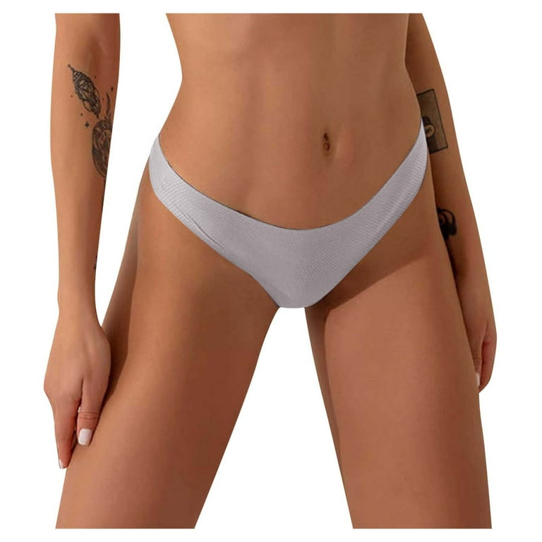 Qcmgmg Low Rise Thongs for Women Seamless T-Back Underwear Panties White XL  