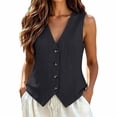 thumbnail image 3 of Women Lightweight Vest Tank Top Summer Slim Fit Sleeveless Lapel Layered No Print Casual Wear, 3 of 6