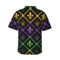 thumbnail image 3 of Easygdp Mardi Gra Geometric Men's Hawaiian Shirts Print Lapel Short Sleeve for Beach, vacation, party, casual occasions - 3X-Large, 3 of 9