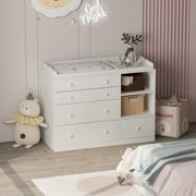 OXYLIFE Baby Changing Table Dresser Nursery Chest with Storage-Infant & Toddler, 5 Drawers, White