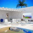 thumbnail image 5 of Modern Contemporary Urban Design Outdoor Patio Balcony Five PCS Sectional Sofa Set, White, Rattan, 5 of 7