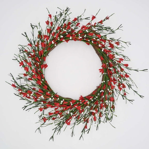 22" Holiday Red and White Buttercup Wreath