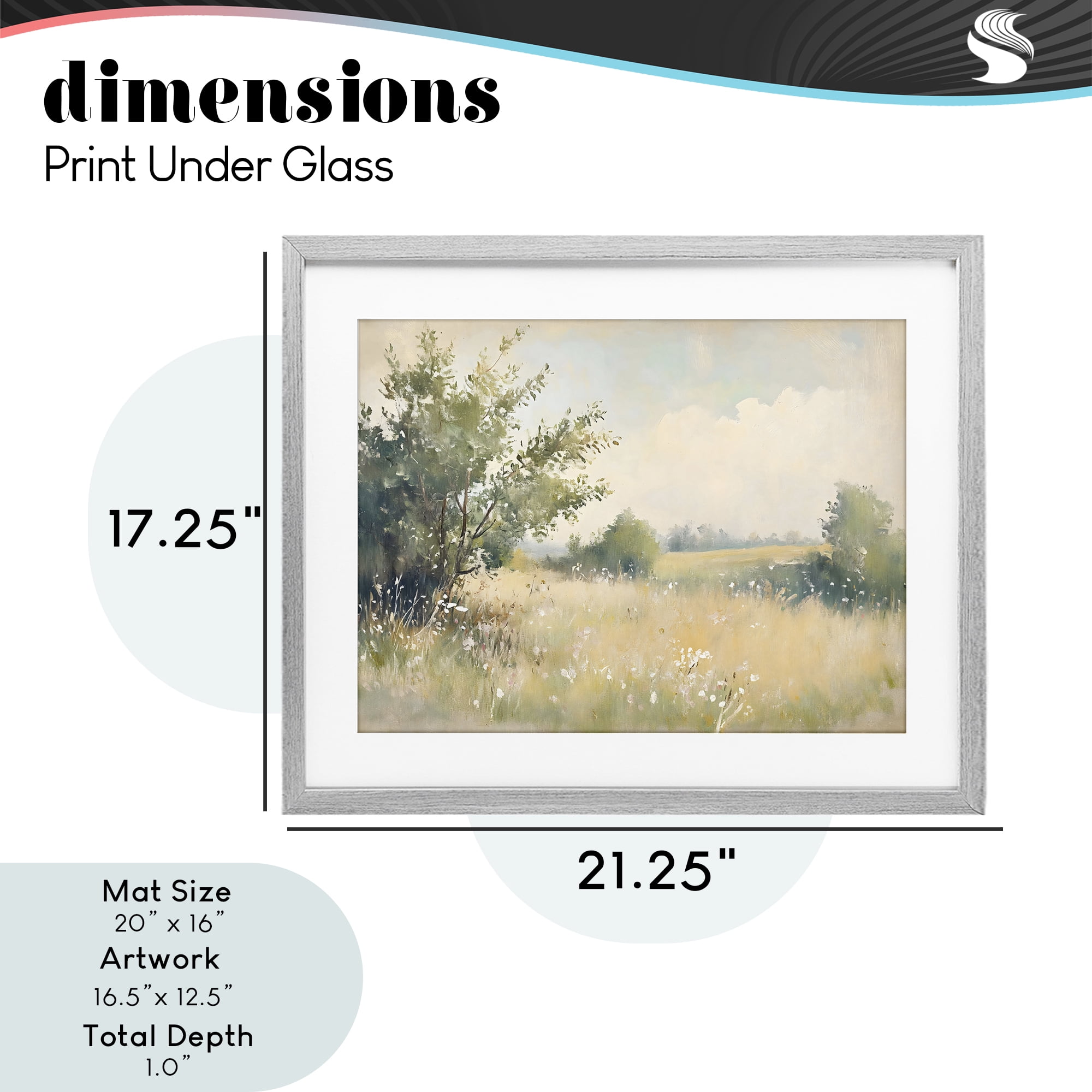 Stupell Industries Summer Meadow in Soft Light Gray Framed Print Under Glass, design by Creative Studio