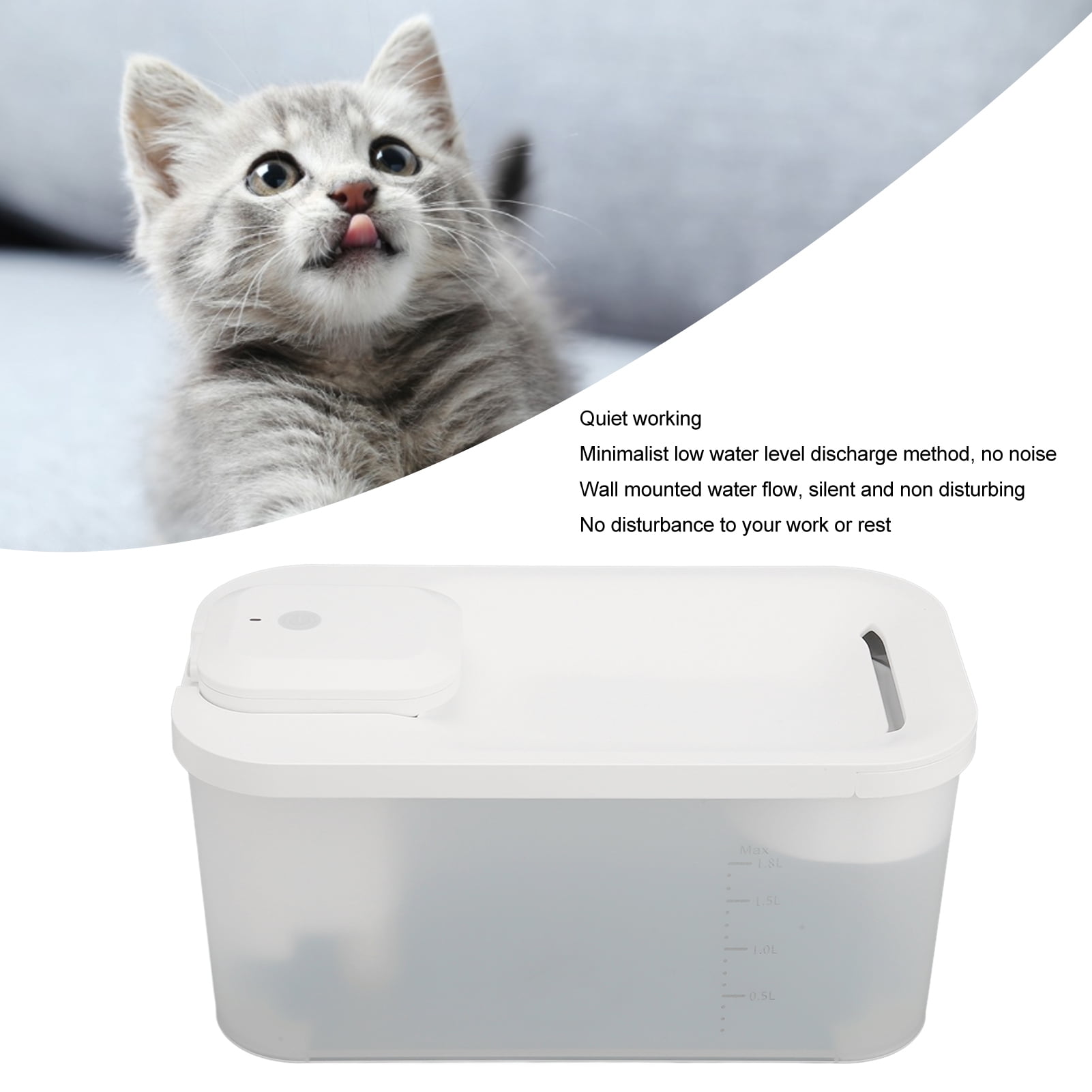 NFTIGB Battery Operated Cat Water Fountain Silent Wireless Multi Filter Automatic Drinking Dispenser 60 fl oz / 1800 ml for Cats and Dogs