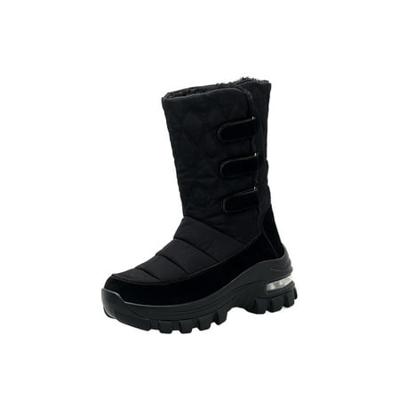 

Ymiytan Women Snow Boots Platform Winter Shoes Air Cushioned Mid Calf Boot Outdoor Casual Plush Lining Black 7.5