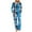 Blue, variant on Women's Christmas Snowflake Print Pajamas 2-Piece Set Cozy Soft Stretchy Poly Spandex Blend Pocket Long Sleeve Top + Pants Holiday Sleepwear S-3XL