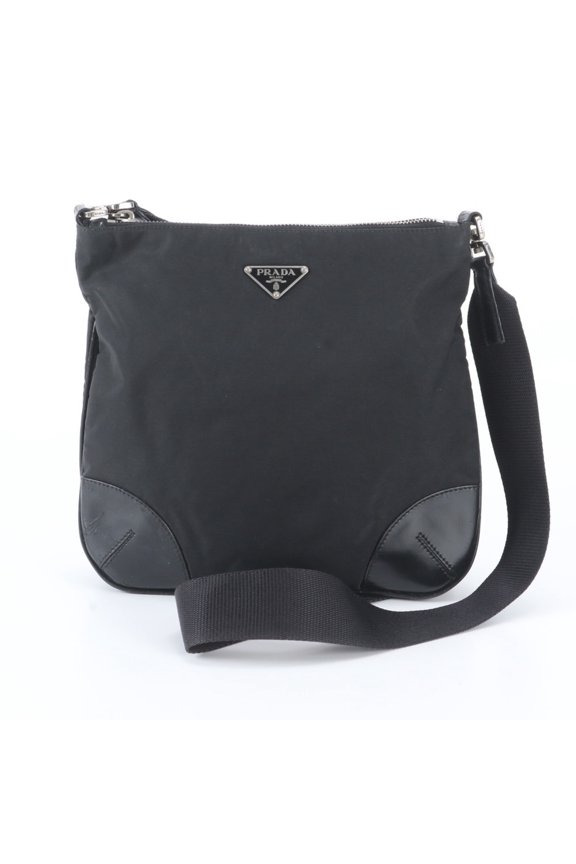 Pre-Owned Prada Tessuto Nylon Leather Shoulder Bag Handbag Tote Black Brand Women's