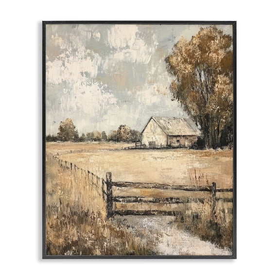 Stupell Industries Farmhouse Fenced In Farm View Black Framed Giclee Art, 11 x 14, by Petals Prints Design