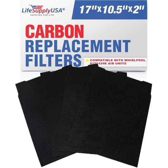 8171434K Carbon Pre-Filter Replacement Compatible with Whirlpool Whispure AP450, AP510, WP500 & Kenmore 83200, 83375, 83230 Air Purifiers by LifeSupplyUSA (4-Pack)