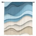 thumbnail image 2 of Blue Beige Ombre Semi Sheer Curtains Drapes for Living Room, Bedroom, French Doors Window 63 Inches Long, Moire Art Geometric Abstract Modern Rod Pocket Chiffon Curtain Drapery Voile Draperies Panel, 2 of 6
