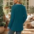 thumbnail image 3 of Hogleaql Womens Tops Textured Long Sleeve Round Neck Tunic Comfortable Fall Winter Tops Solid Color Loose Dressy T-Shirts Lightweight Pullover Blouses Turquoise XL, 3 of 4