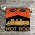 thumbnail image 3 of Ambesonne Retro Quilted Bedspread Set 3 Pcs, Grunge Poster Design, King Size, Orange Black Sand Brown, 3 of 3