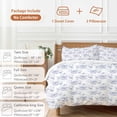 thumbnail image 6 of 3 Piece Blue Spring Floral Duvet Cover Set Full Size, Microfiber Comforter/Quilt Cover with Corner Ties and 2 Pillowcases, Summer Botanical Elegant Flowers All Season Soft Bedding with Zipper Closure, 6 of 8