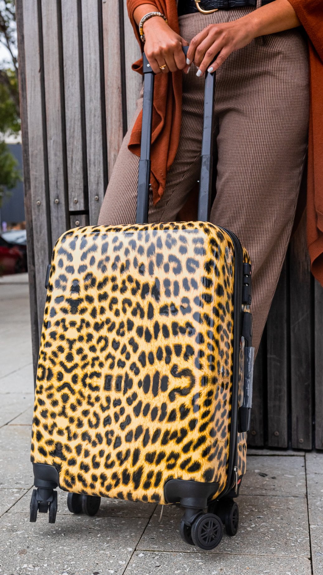 InUSA Print 20" Hardside Checked Luggage with Spinner Wheels, Handle and Trolley, Cheetah
