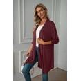 thumbnail image 4 of Women's Round Neck Rolled-Up Long Sleeve Casual Plus Size Solid color Cotton Retro Blouse, 4 of 6