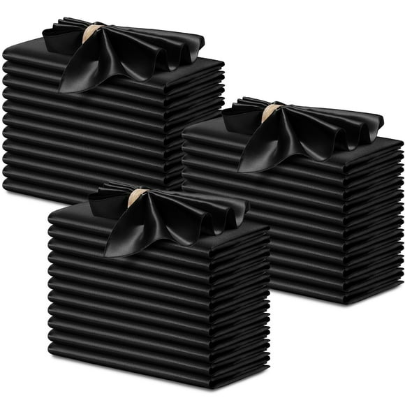 Servilletas de satén P Pothuiny negras, 43 x 43 cm, 100% poliéster (50 unidades)
