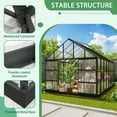 thumbnail image 6 of 10x16 FT Outdoors Greenhouse, Walk-in Aluminum Polycarbonate Greenhouses with 4 Roof Vent Windows and Lockable Double Doors, for Plants in Winter(Black), 6 of 15