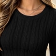 thumbnail image 4 of Biaocheng Women's 100% Cotton Cable Knit Cropped Sweater Crew Neck Long Sleeve Slim Fit Ribbed Hem Casual Pullover Top, 4 of 5