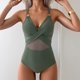 thumbnail image 4 of Traje de baño de una pieza para mujer, conjuntos de bikini para mujer, bikini de verano para mujer, traje de baño de malla de color liso con retazos calados para mujer, 4 of 5