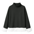 thumbnail image 5 of Chandails d'Hiver Grande Taille pour Femmes Mode Décontractée Imprimé Col Roulé Manches Longues Chandail en Molleton Drôle Chandails à Capuchon Noir TTG, 5 of 5