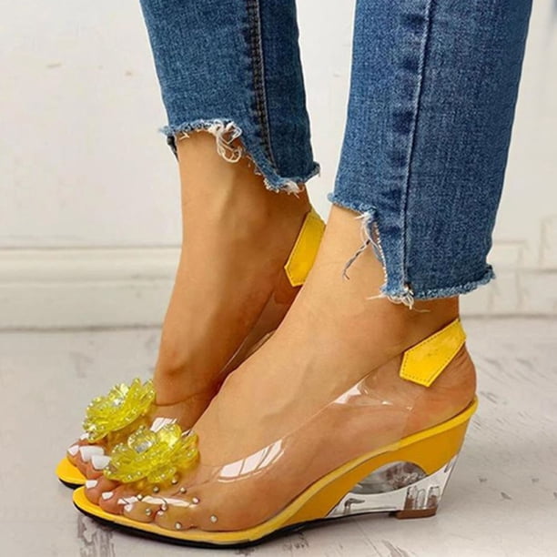 Zapatos informales con punta abierta para mujer, sandalias cómodas con plataforma y diamantes de imitación, zapatos Wmkox8yii sa3676