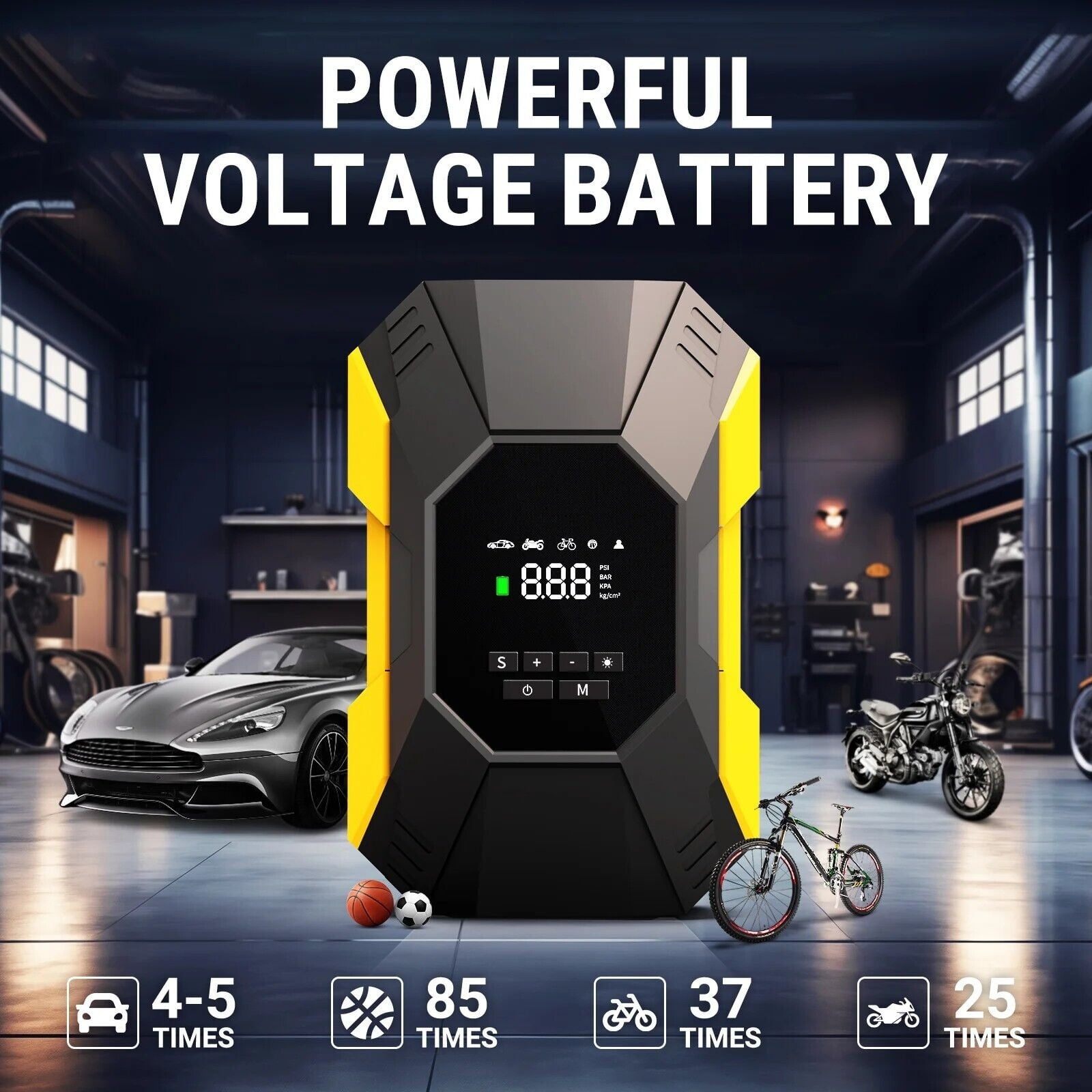 Car Tire Inflator Portable Air Compressor Cordless Rechargeable Powerful Pump