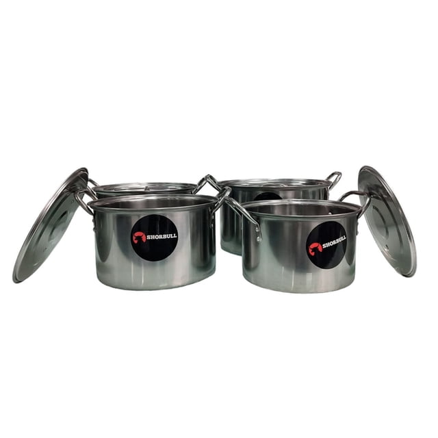 Juego de ollas con tapa Acero Inoxidable 8 pz Shorbull