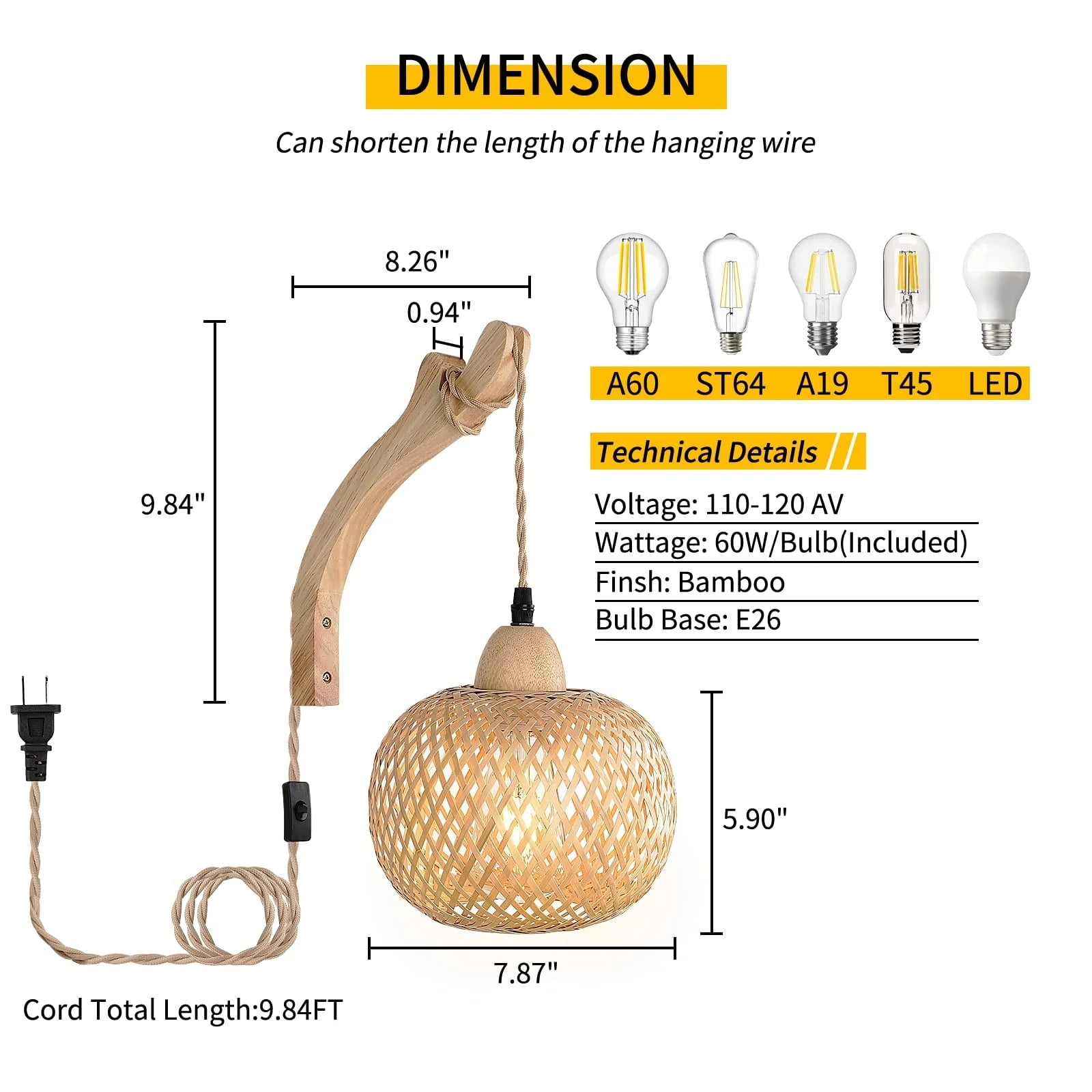 Frideko Home Plug in Wall Sconces Set of 2, Boho Rattan Wall Lights, Farmhouse Wall Light Fixtures with 9.84FT On/Off Switch Cord for Bedroom Living Room