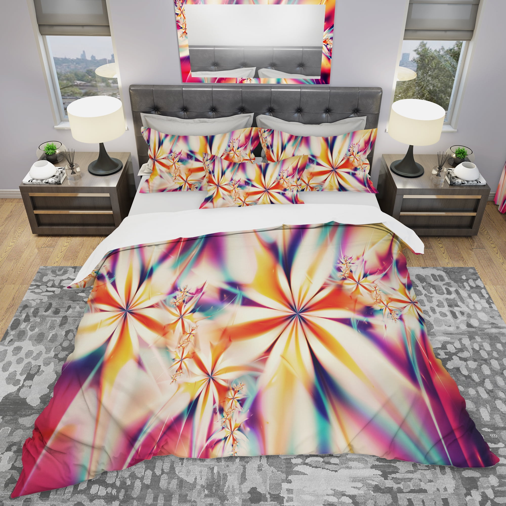 Designart 'Crystalize Pink Floral' Modern & Contemporary Duvet Cover Set