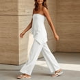 thumbnail image 4 of hoksml Women Strapless Asymmetrical Top Wide Leg Pants Two Piece Outfit Vacation Casual Set for Everyday Comfort, 4 of 9