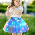 thumbnail image 2 of Falda tutú con estampado de arcoíris con luz LED para niñas, 11.8 pulgadas de largo, cintura elástica, ideal para bailar y vestirse, rosa, 2 of 5