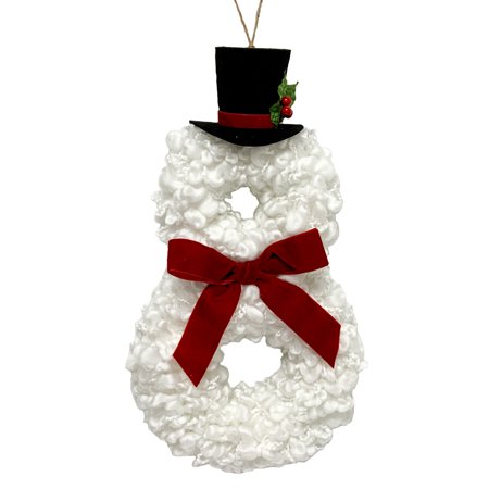 Holiday Time White Loopy Yarn Snowman Wall Decor  18