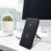 COFEST New Double Coil 10W Wireless Fast Charging Vertical Foldable Desktop Mobile Phone Bracket Wireless Charger Black
