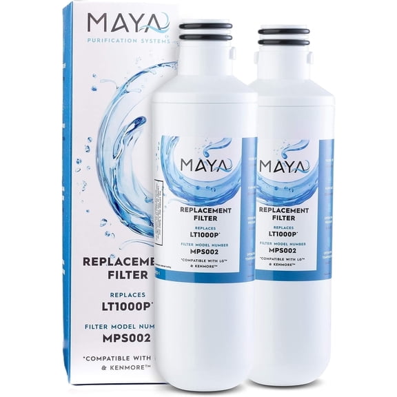 Maya Refrigerator Water Filter Replacement Cartridge for LG LT1000P, Compatible with ADQ747935, MDJ64844601, LMXS28626D, LT1000PC, LT-1000PC Kenmore 46-9980, 469981, 2-Pack
