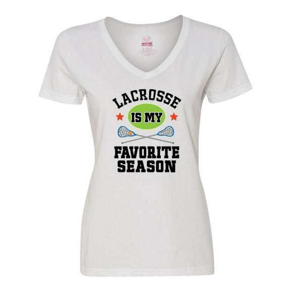 Inktastic Lacrosse Is My Favorite Season Women's V-Neck T-Shirt