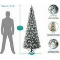thumbnail image 2 of Favory 7.5ft Slim Snow Flocked Christmas Tree with Lights,Realistic Frosted Skinny Pencil Prelit with 1102 Branch Tips, 350 Warm Lights & Metal Stand, Aritificial Tree, 2 of 11
