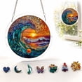 thumbnail image 6 of Acrylic Jigsaw Puzzle Suncatcher 8 Inch Round Stained glass acrylic style Window Hanging Ocean Wave Design Hanging Wall Decor for Home Summer House Decoration, 1 Pack, 6 of 6