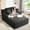 50"-black, variant on Chaise Lounge Chair Indoor, 50'' Upholstered Sofa Bed with 2 Throw Pillows, Comfy Lounge Indoor, Sleeper Reading Chair, Oversized Recliner Sofa, Fluffy Couch (Blue)