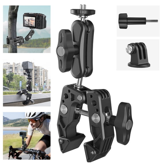 Super Clamp Ball Head Mount with Magic Arm – 360° Rotating Camera Clamp for GoPro Hero, DJI Action, Smartphone, Tripod & Accessory Mounting
