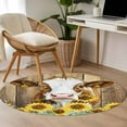 thumbnail image 5 of Round Rugs 4 Ft, Farmhouse Cow Non Slip Area Rugs for Kitchen Bedroom Entryway, Vintage Country Sunflower Brown Wood Washable Carpet Runner Rug Floor Mats for Bedroom Home Decor, 5 of 9