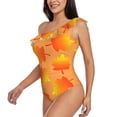 thumbnail image 4 of Balery Fall Maple Leaves One Shoulder Swimsuits for Women Ruffle Swimsuits Tummy Control One Shoulder Bathing Suits-Large, 4 of 8