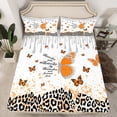 thumbnail image 2 of jejeloiu Jungle Cheetah Pattern Twin Sheet Sets,Orange Silver Glitter Print Twin Fitted Sheet,Cartoon Butterflies Flat Sheet For Girl,Breathable Home Decor,3 Pieces, 2 of 7
