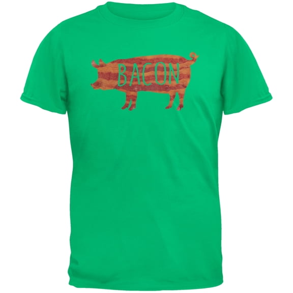 Bacon Pig Silhouette Green Youth T-Shirt - Youth Medium