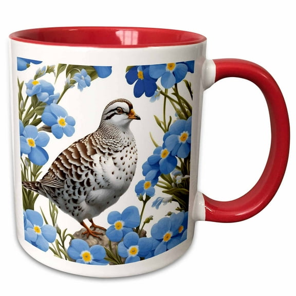 3drose, the Willow Ptarmigan and Alaska Forget-me-nots, 11oz Two-tone Red Mug