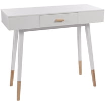 eHemco Euro Console Sofa Table with Drawer and Bamboo Legs for Hallway and Living Room, White and Dark Oak