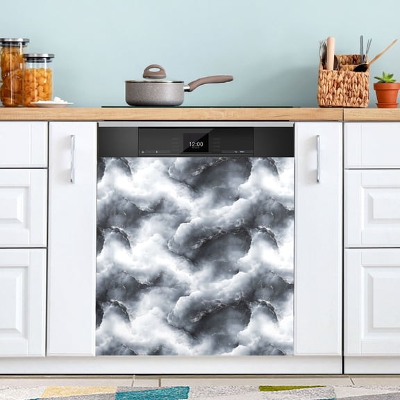 Dishwasher Magnet Cover Magnetic Fridge Door Cover Home Kitchen Decor Rolling Cloud Marble 23"x 26"