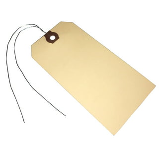 Manila Shipping Tags with Wire #1-2 3/4” x 1 3/8” - Box of 100 Paper Tags  with Wire Ties Attached and Reinforced Hole, Small Pre-Wired Shipping Tags