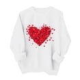 thumbnail image 2 of FAWUUDO Womens Sweet Valentines Crewneck Pullover Loose Fit Long Sleeve Heart Print Graphic Sweatshirt Casual Cozy Romantic Holiday Wear White XS, 2 of 7