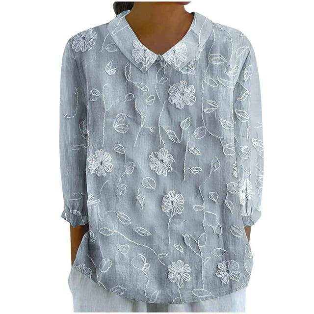 T-shirts en Lin pour Femmes Chemise à Col à Manches Longues Blouses Ultra Douces Texturées Chandail en Molleton Athlétique Extensible Chandail Automne Hiver Blouses