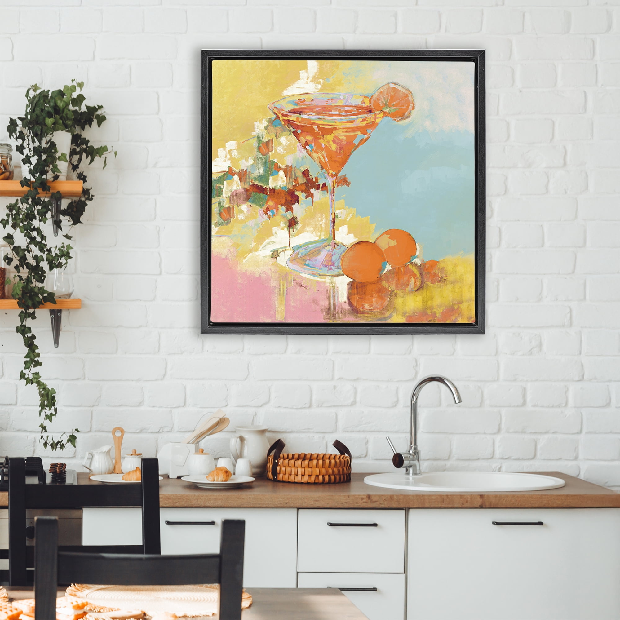 Stupell Industries Summer Citrus Martini Black Framed Floater Canvas Wall Art, design by Jane Slivka